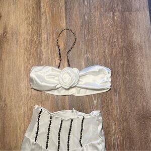 SHEIN - White Two-Piece Set with Floral Detail